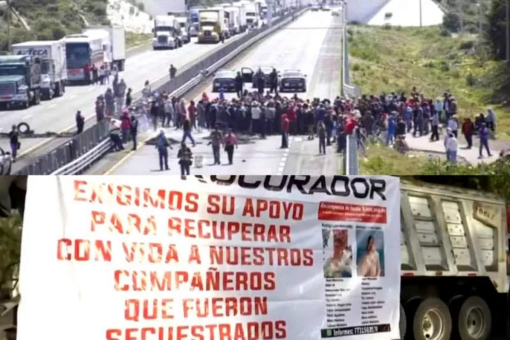 Transportistas bloquean carreteras de Hidalgo y Edomex en protestas por la inseguridad.