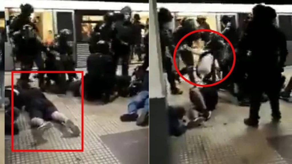 Operativo pasajeros del metro sin cubrebocas reciben macanazos de policías (video)