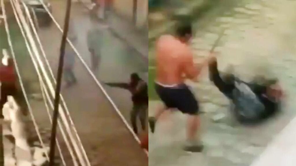 Criminal resiste balas y corta a policía con machete (video muy fuerte)