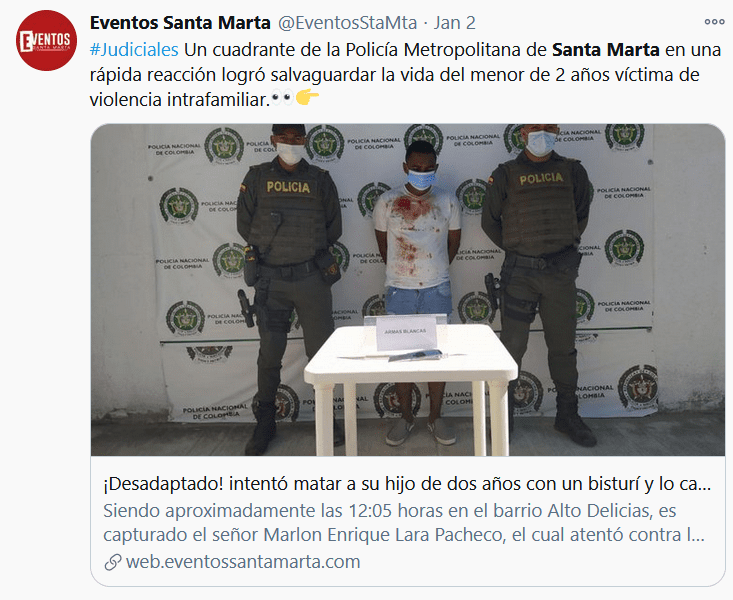 Hombre de Santa Marta, con bisturí, amenaza de muerte a su hijo de 2 años (video) 2