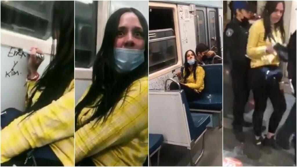 En redes sociales circula un video en el que se muestra a una mujer, nombrada "Lady Rayones", que escribe con un plumón dos nombres dentro de un vagón del Metro de la Ciudad de México, por lo que al ser confrontada por un pasajero, la mujer comienza a insultarlo.