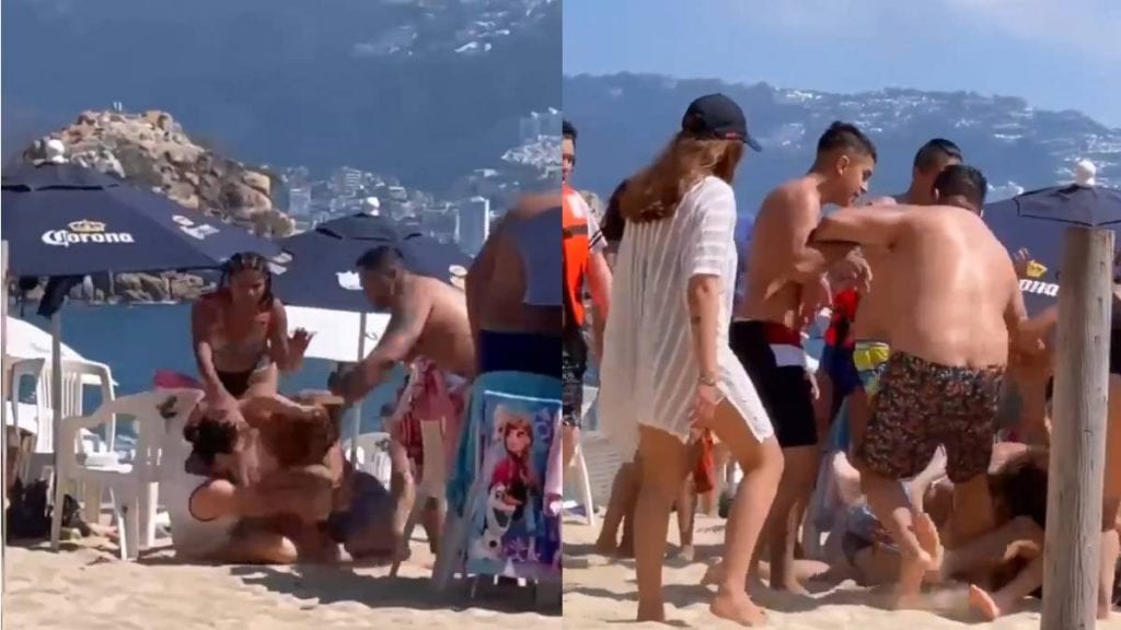 Video pelea campal entre turistas en la playa, todo por un 'chanclazo'