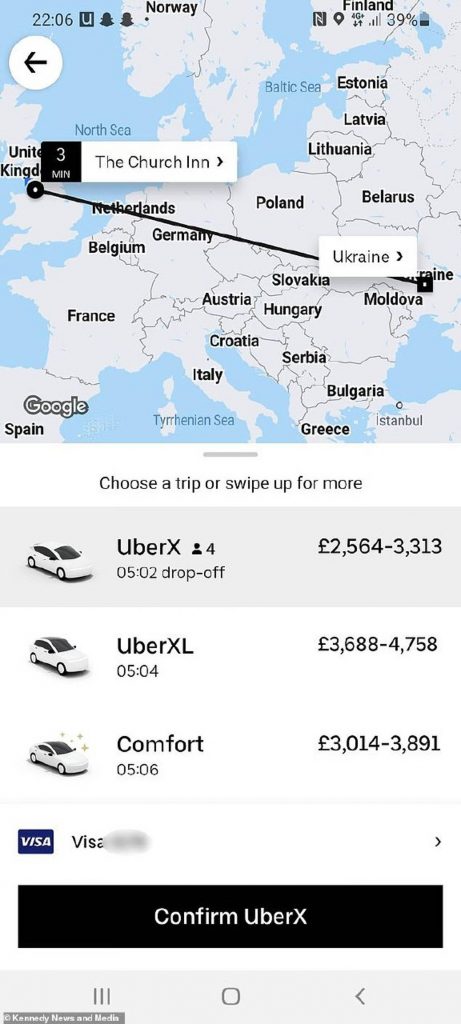 Una mujer en el Reino Unido afirma que pidió un taxi de 121 mil 500 pesos a Ucrania porque quería “ayudar”