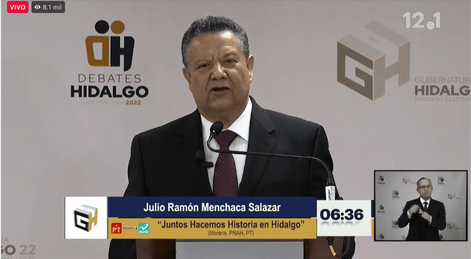 Primer debate entre candidatos a la gubernatura de Hidalgo, Julio Menchaca