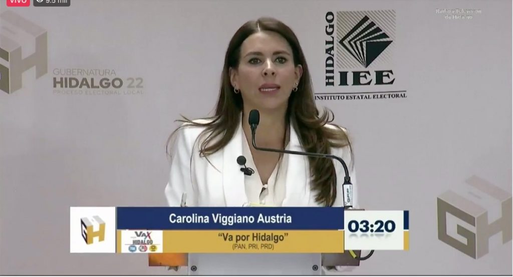 Primer debate a la gubernatura de Hidalgo, Carolina Viggiano