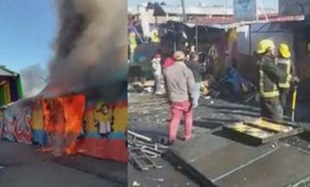 Esta mañana se registró un fuerte incendio en las instalaciones de la Feria de los Angelitos