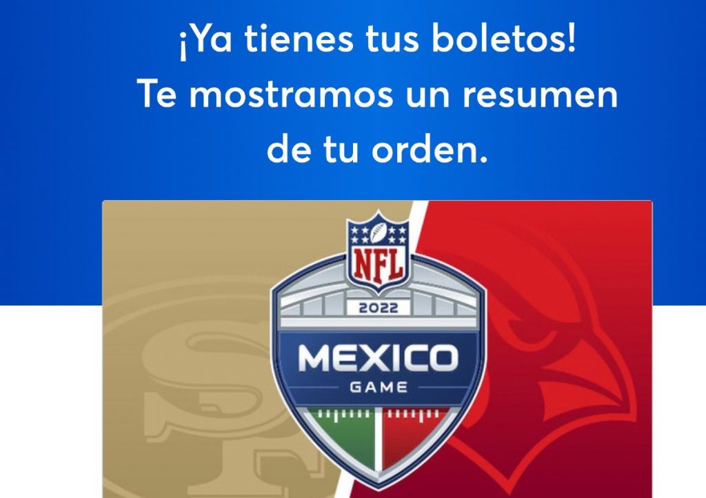 Usuarios de NFL Game Pass pudieron comprar sus boletos para el San Francisco vs Arizona en México