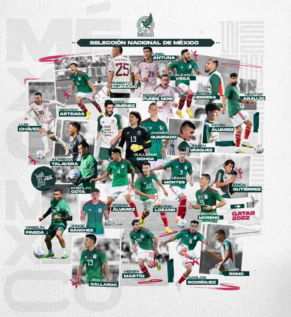 Gerardo Martino dio a conocer la lista de los 26 futbolistas de México con los enfrentará la Copa del Mundo Qatar 2022.